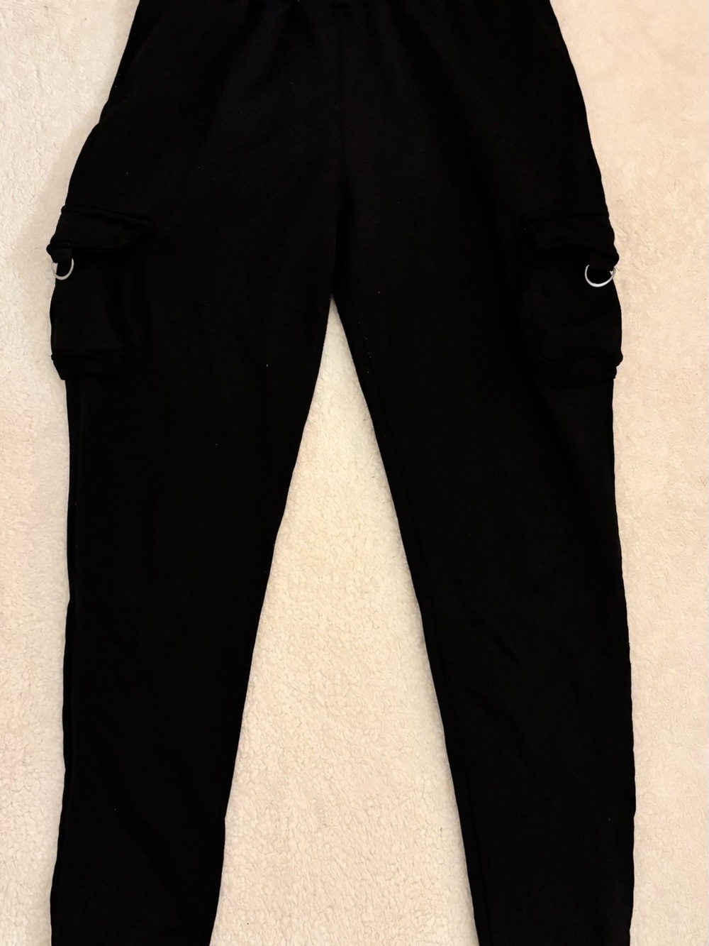 Rainbow Black Cargo Ankle Pants with Ring Accents